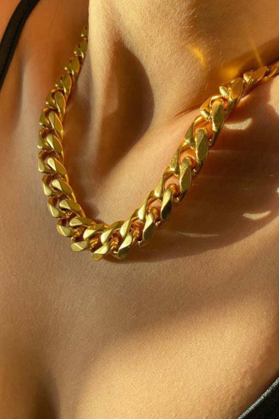 18K Gold Plated Waterproof Stainless Steel Chain Necklace - 7234