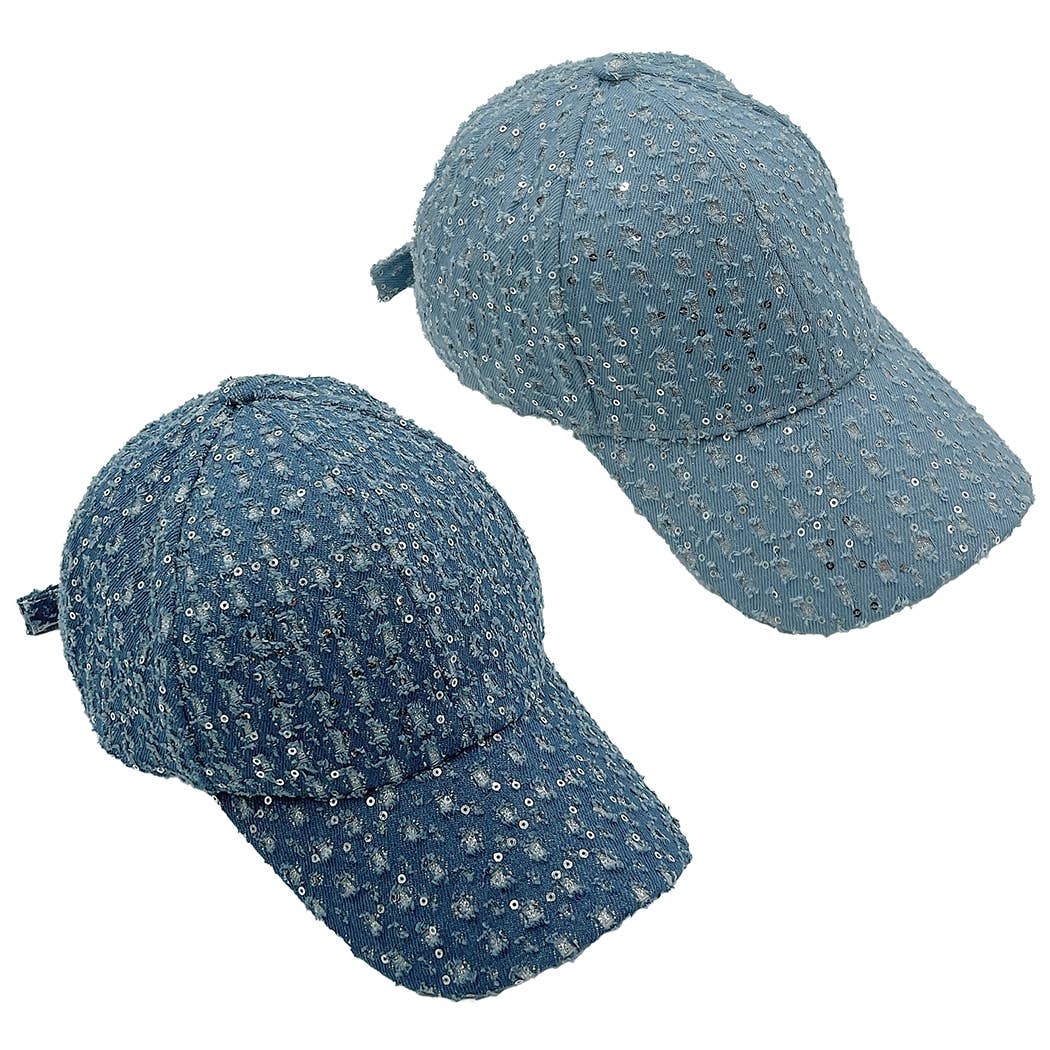 Stone Distressed Denim Baseball Cap