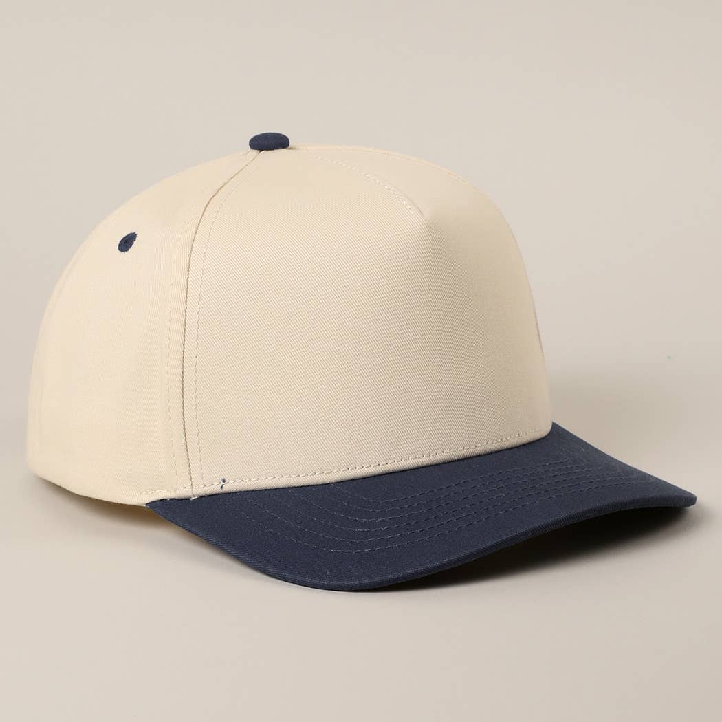 Solid Two-Tone Cotton 5 Panels Baseball Cap