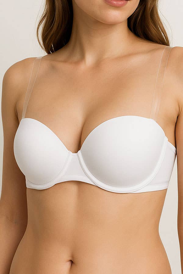 BC Cup Clear Back, Strap push up Demi Bra-90073-BRA-BC-3