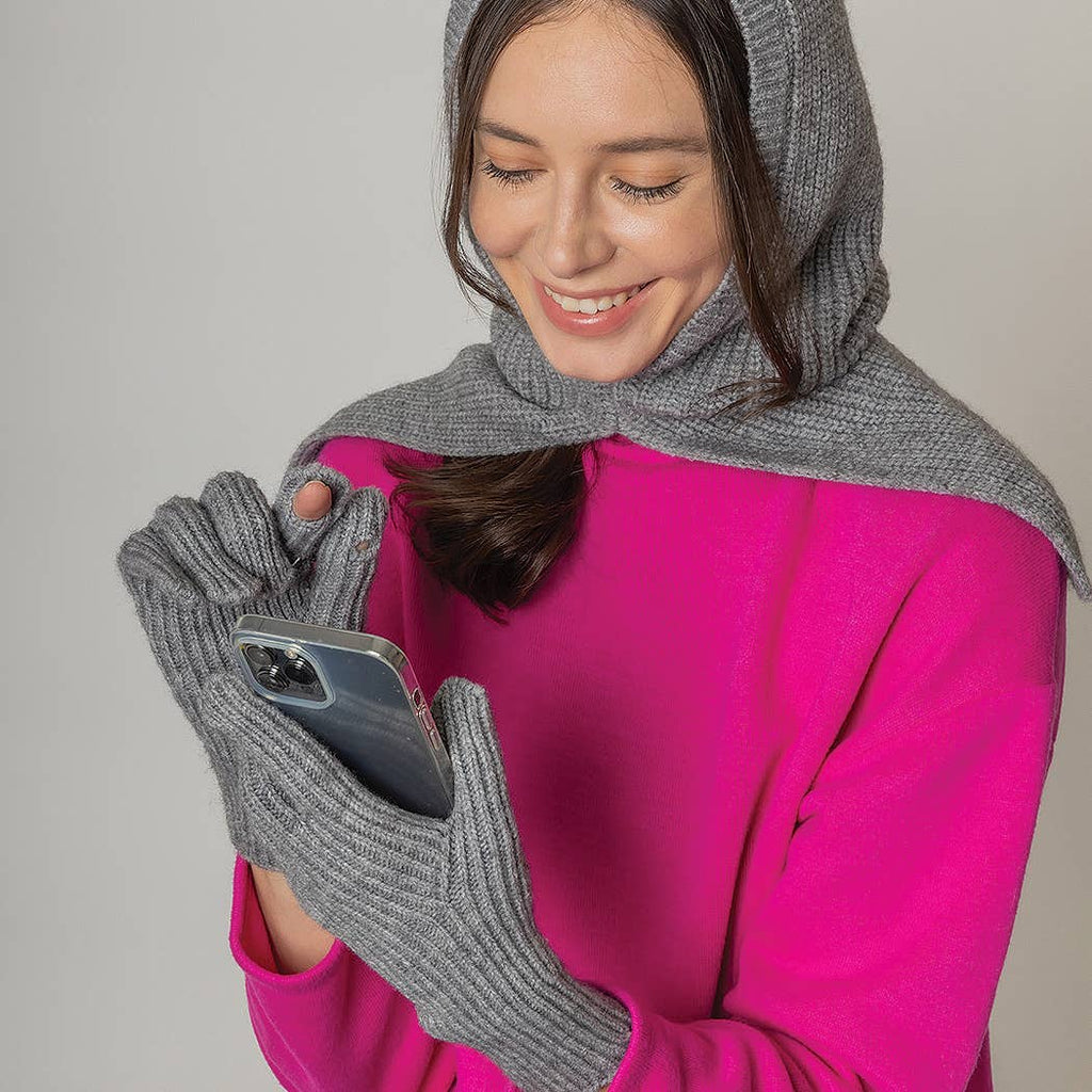 Solid Ribbed Knit Gloves