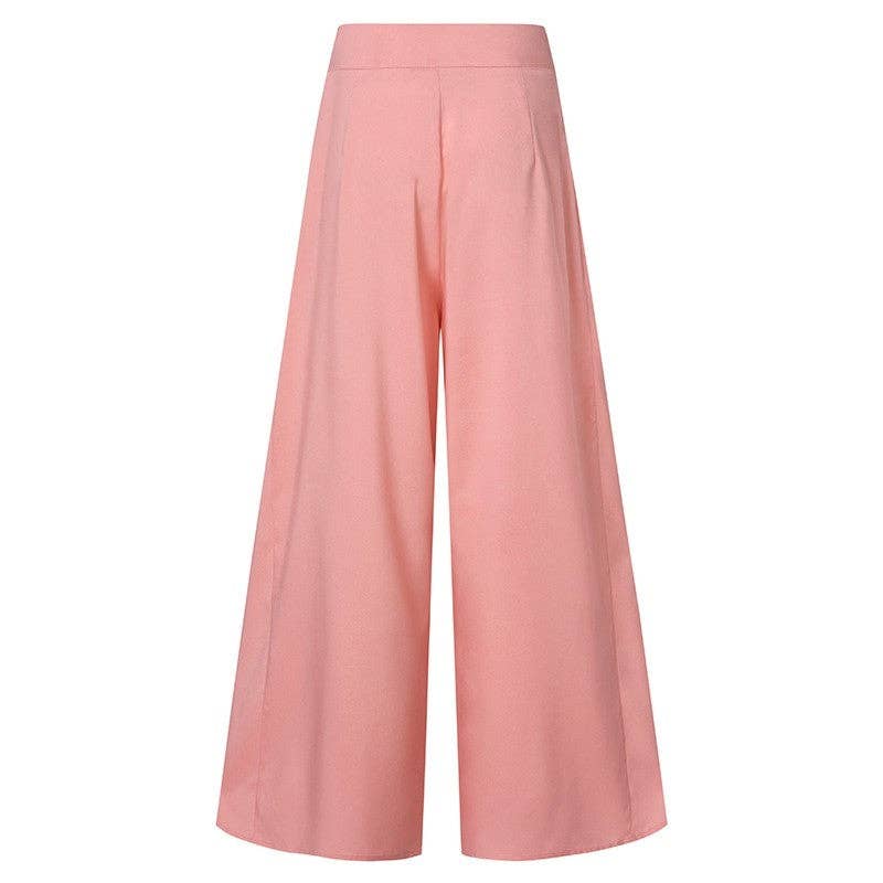 Fashion Wide Leg High Waist Pants In Solid Color