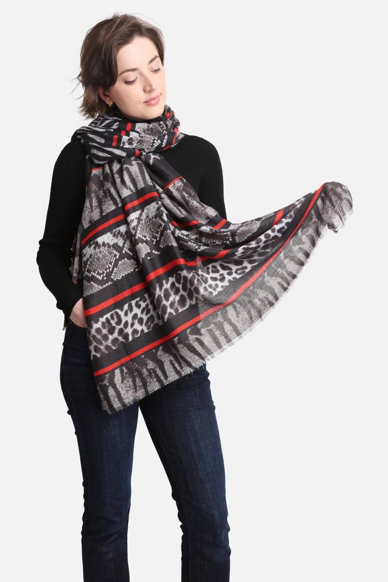 Women's Mixed Animal Print Oblong Scarf