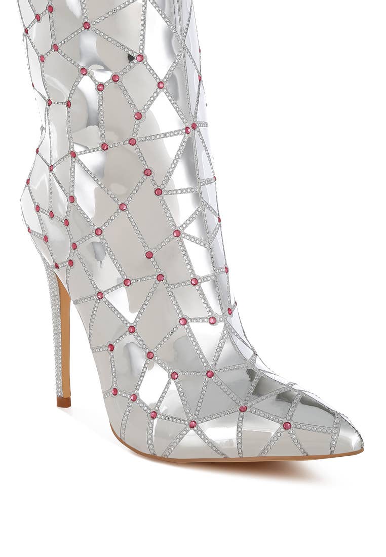 Echostage Rhinestones Embellished Metallic Boots (Copy)
