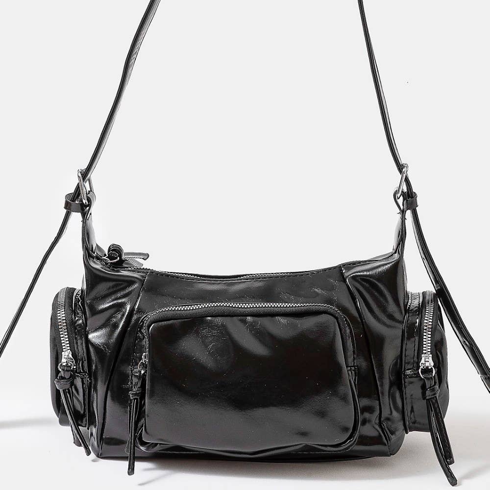 Glossy Leather Multi Pocket Hand Bag
