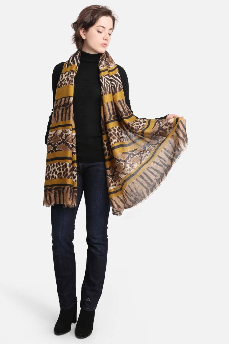 Women's Mixed Animal Print Oblong Scarf
