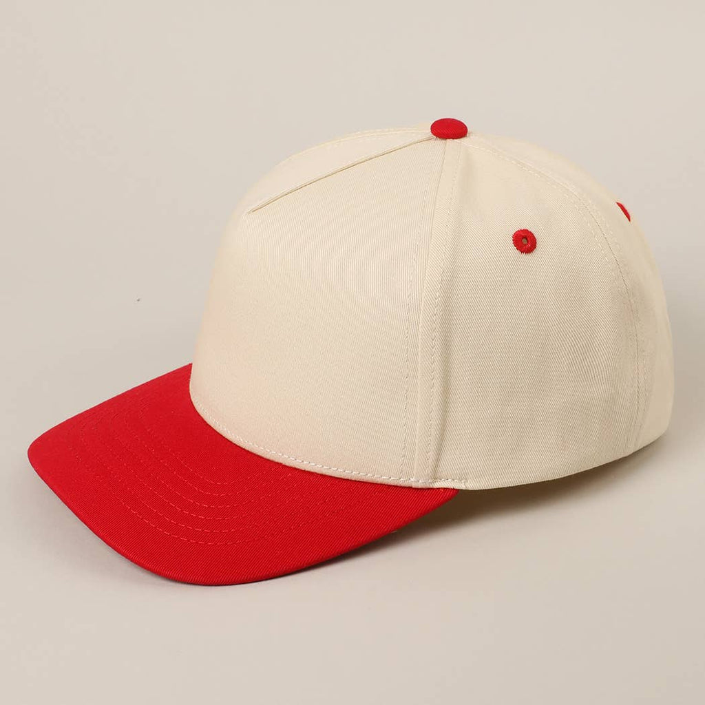 Solid Two-Tone Cotton 5 Panels Baseball Cap