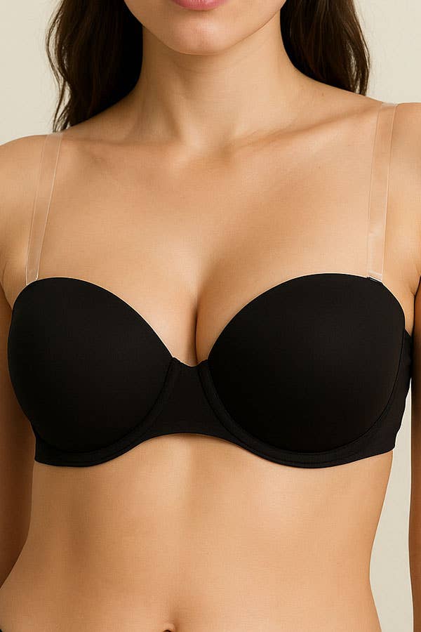 BC Cup Clear Back, Strap push up Demi Bra-90073-BRA-BC-3