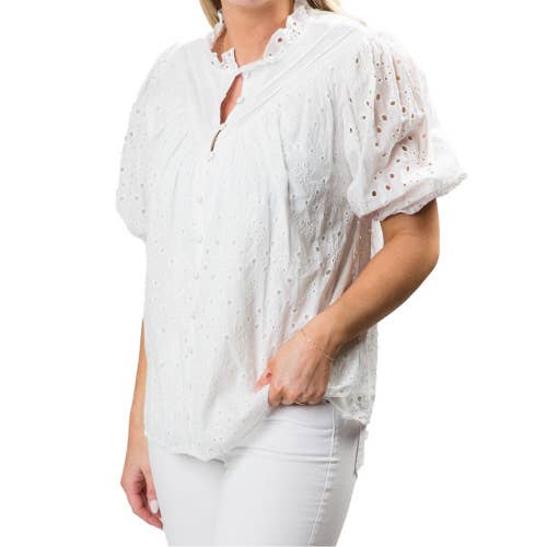 Tonya Eyelet Breezy Cotton Top - Limited Sizes Special