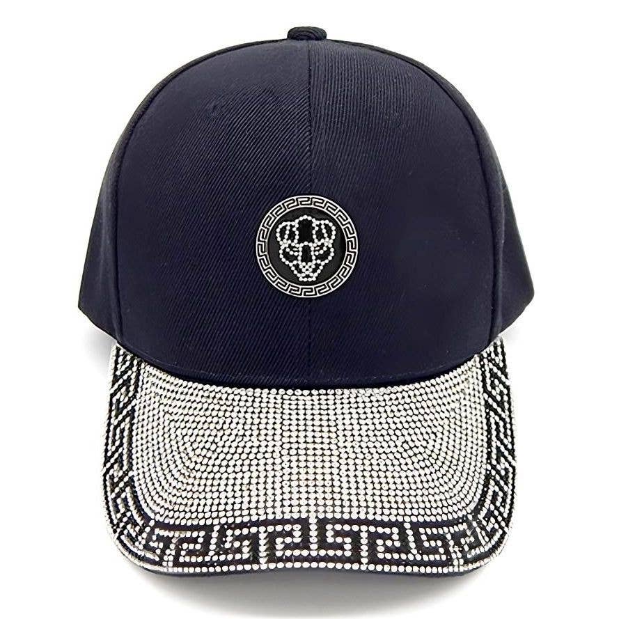 Lion In Greek Key Rhinestone Deco Cap