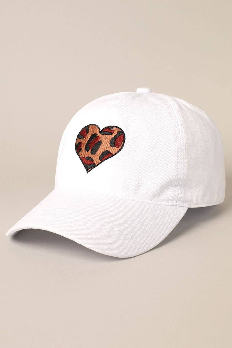 Leopard Heart Embroidery Baseball Cap Hat