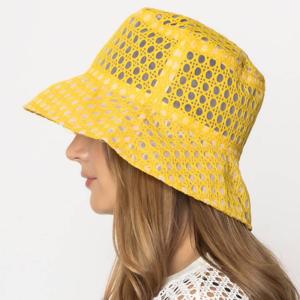 Solid Mesh Eyelet Bucket Hat