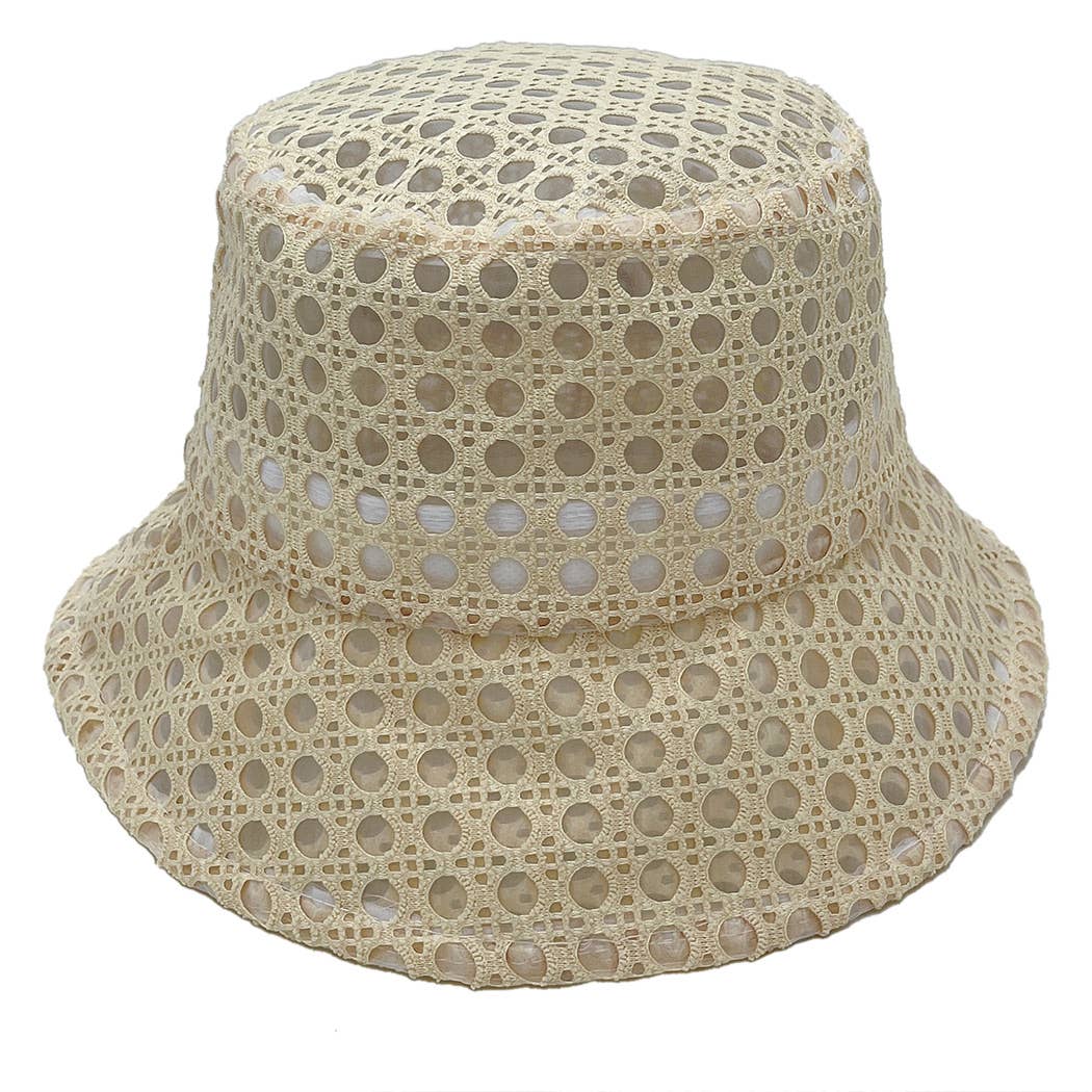 Solid Mesh Eyelet Bucket Hat