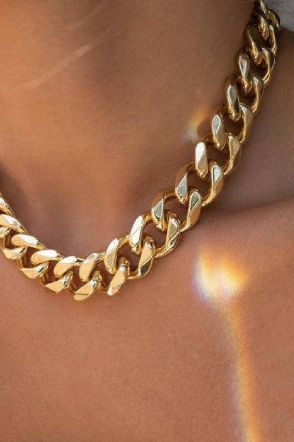 18K Gold Plated Waterproof Stainless Steel Chain Necklace - 7234