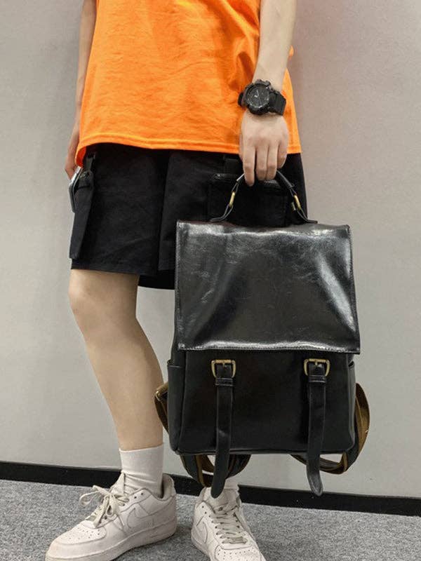 Simple Vintage Solid Color Backpack