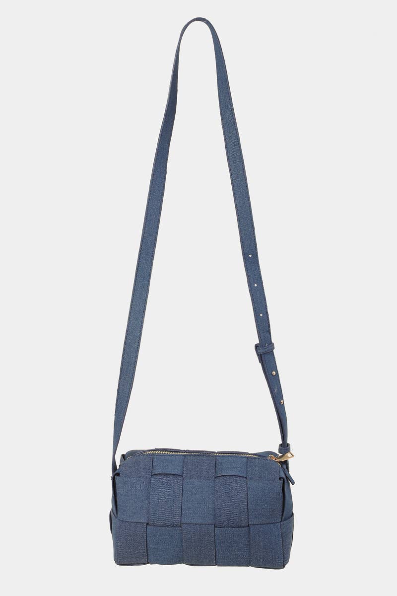 Faux Leather Woven Shoulder Bag