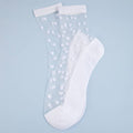 Sheer Polka Dot Rolled Cuff Ankle Socks