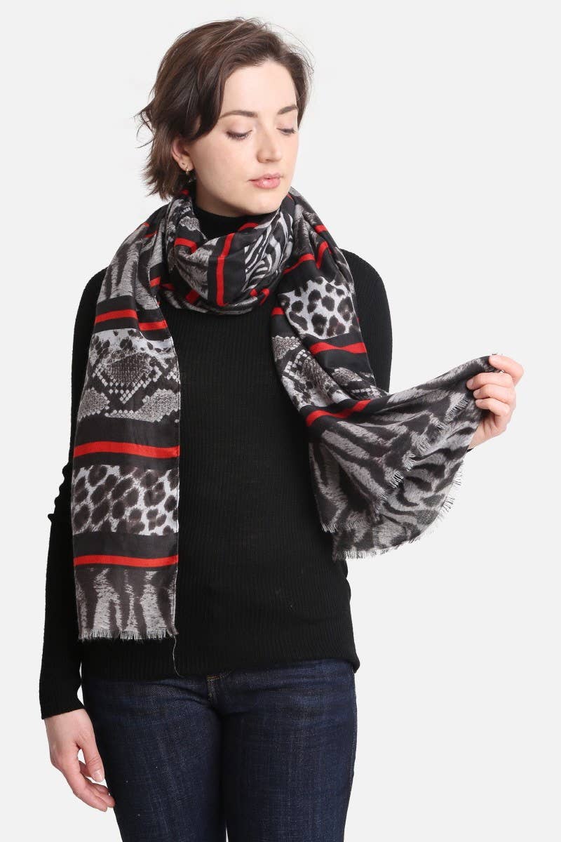 Women's Mixed Animal Print Oblong Scarf