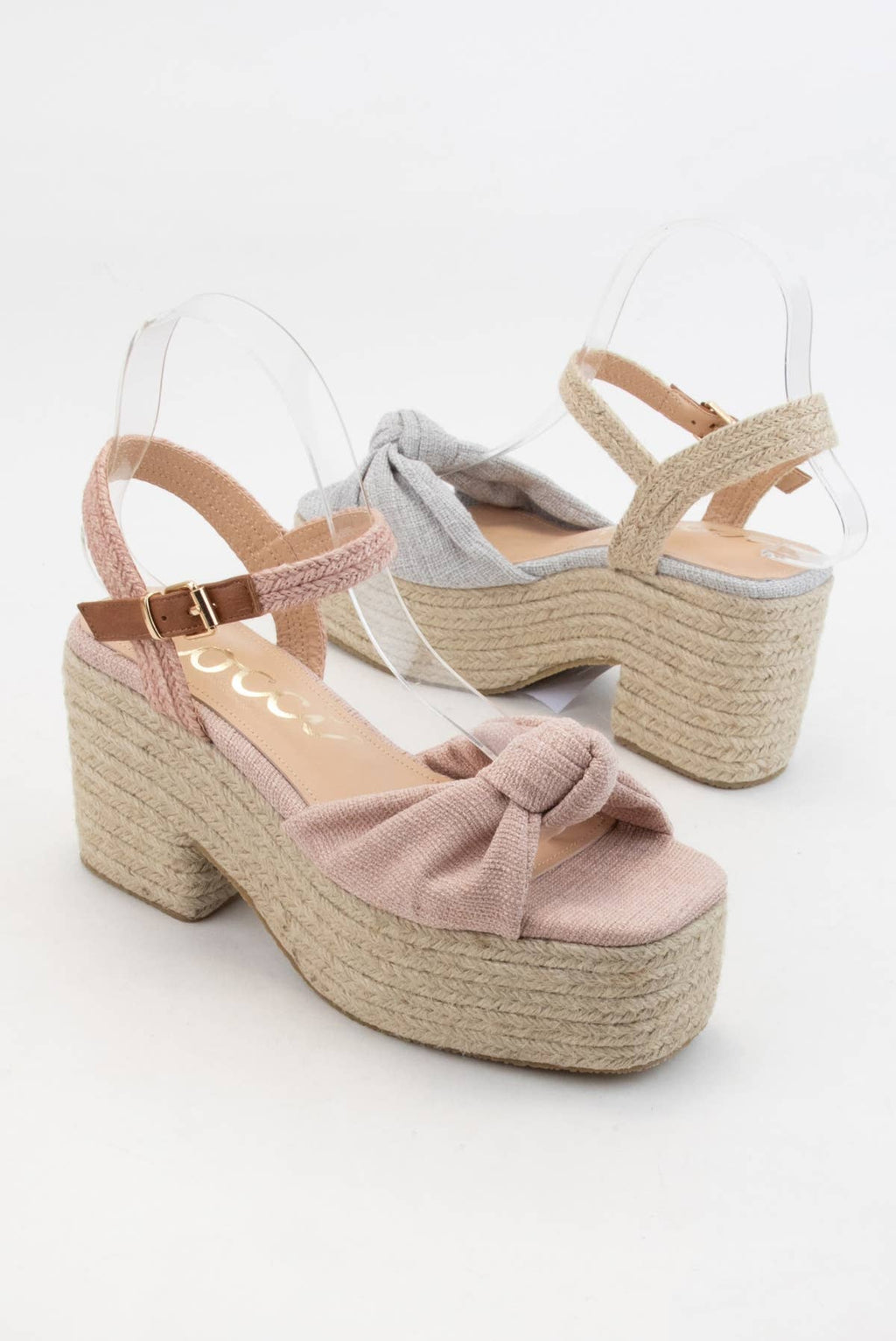 PALMER Bow Knot Platform Espadrille Sandals Ankle Strap Wedg