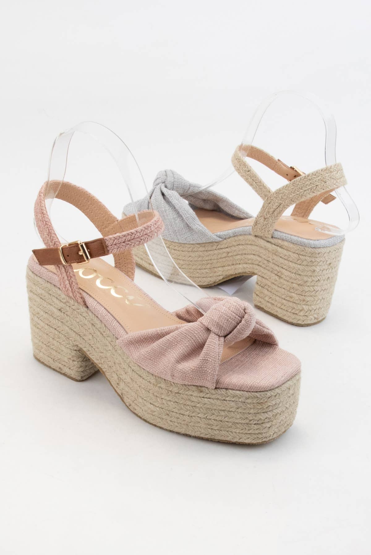 PALMER Bow Knot Platform Espadrille Sandals Ankle Strap Wedg