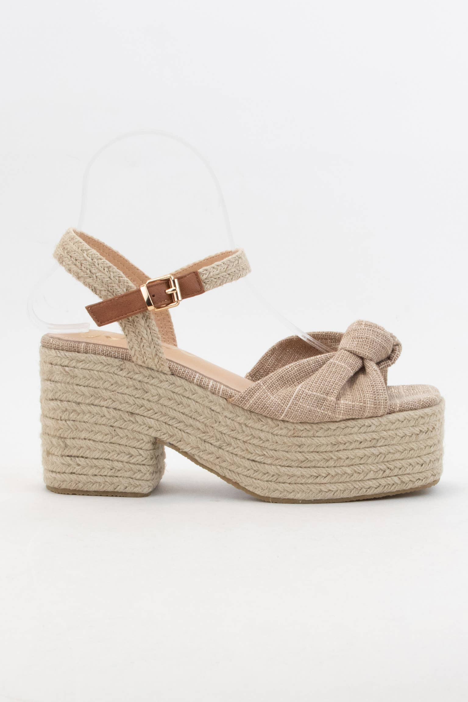 PALMER Bow Knot Platform Espadrille Sandals Ankle Strap Wedg