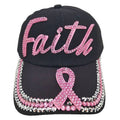 Faith Pink Ribbon Rhinestone Cap