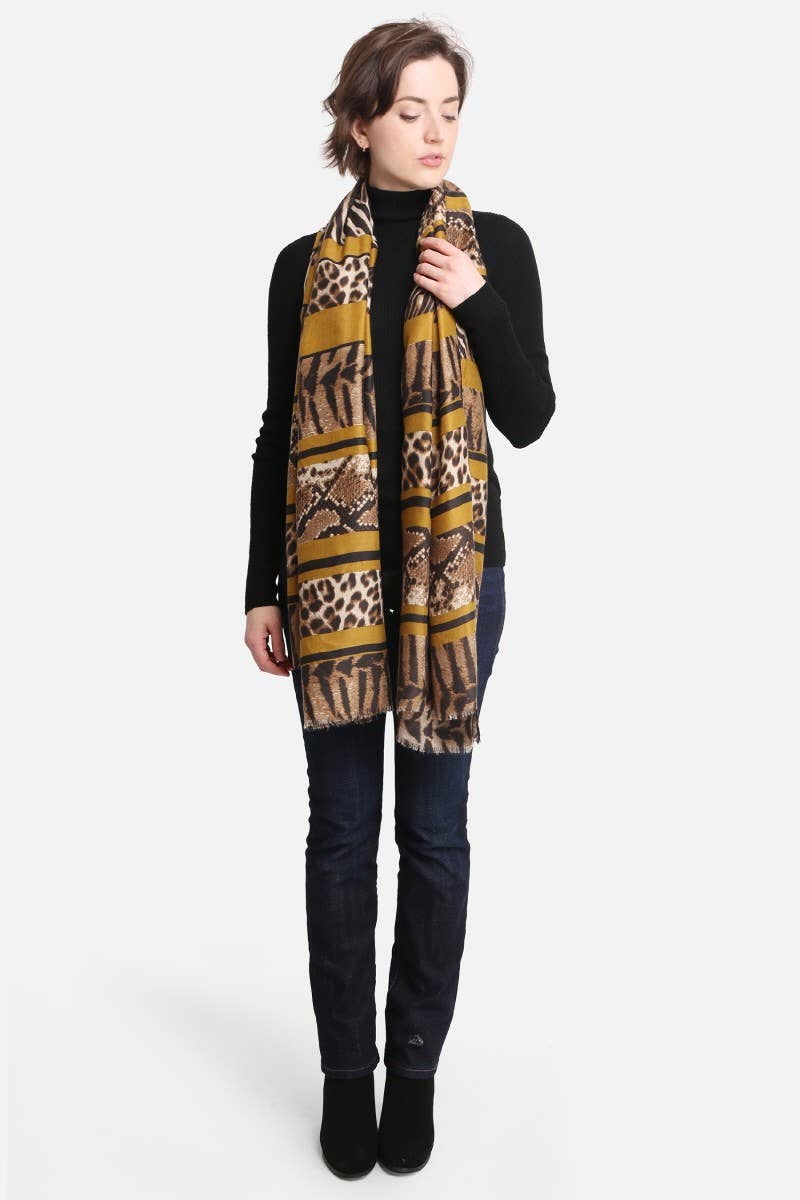Women's Mixed Animal Print Oblong Scarf
