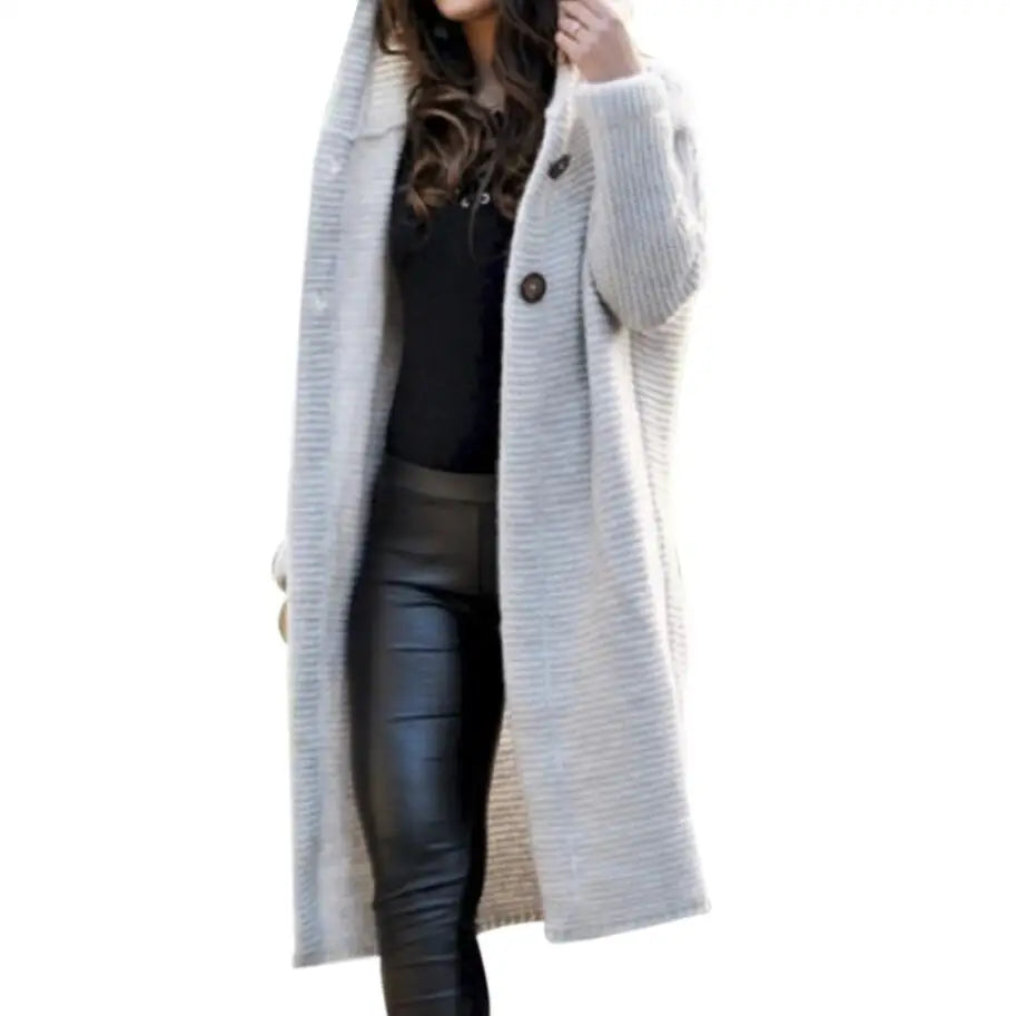 Knit Hooded Long Coat Sweater
