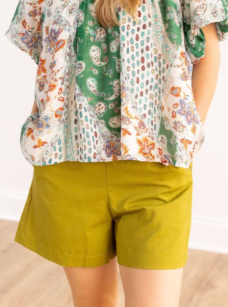 Linen Shorts, Green