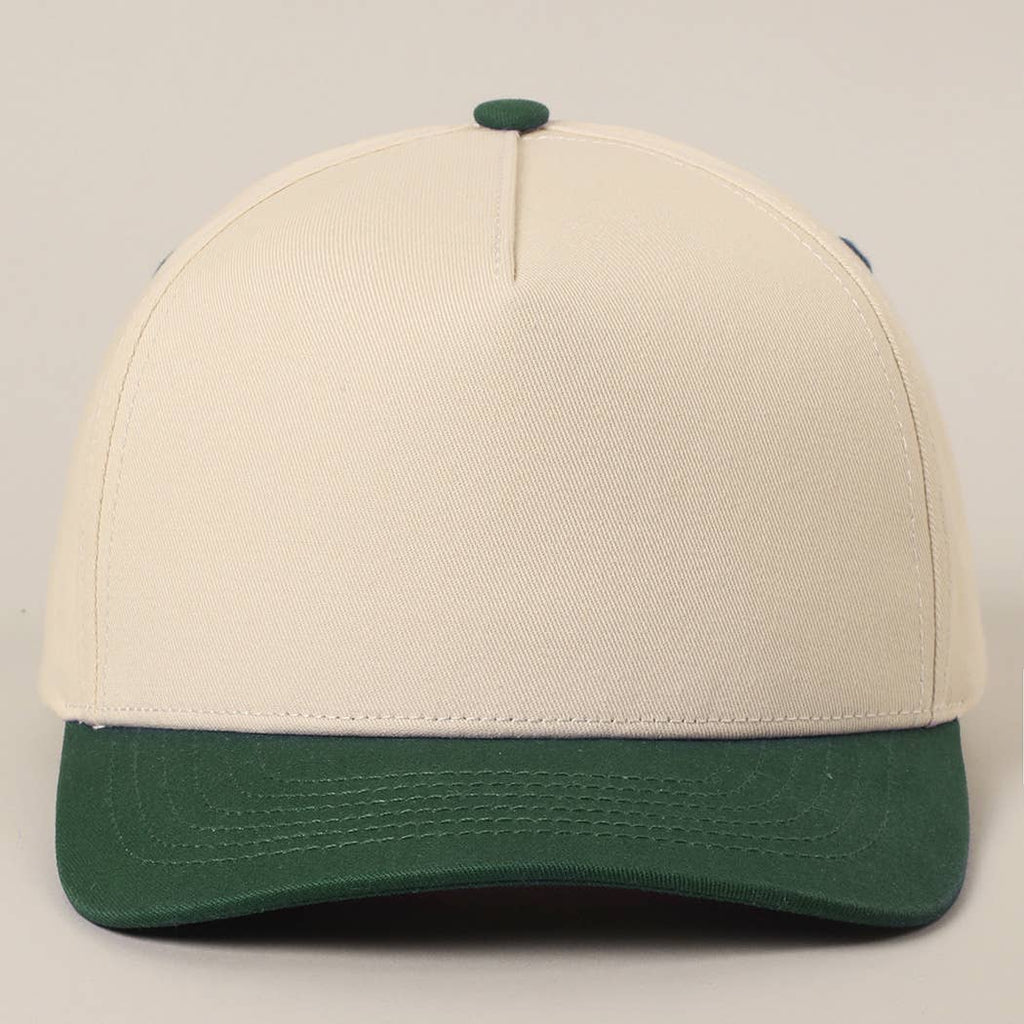 Solid Two-Tone Cotton 5 Panels Baseball Cap