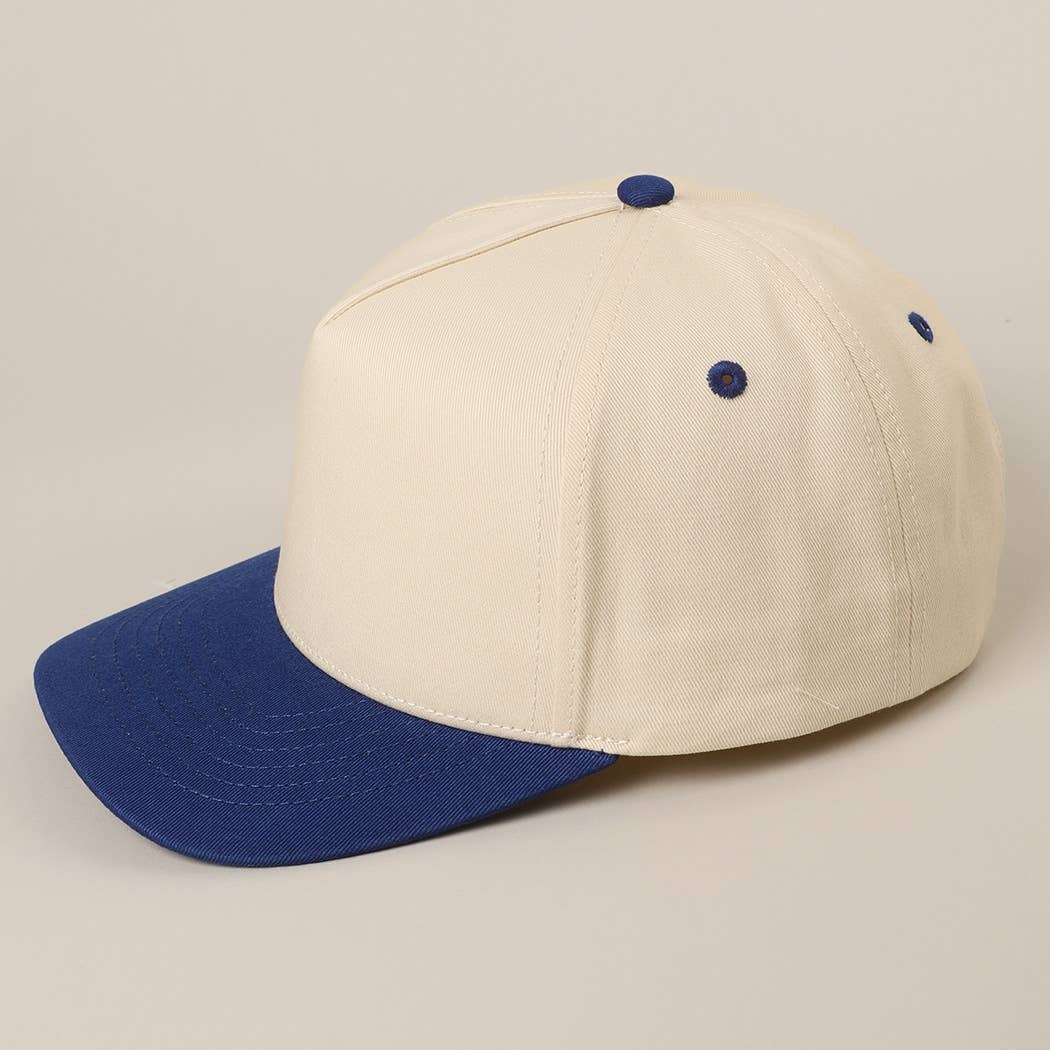 Solid Two-Tone Cotton 5 Panels Baseball Cap