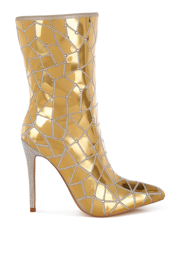 Echostage Rhinestones Embellished Metallic Boots (Copy)