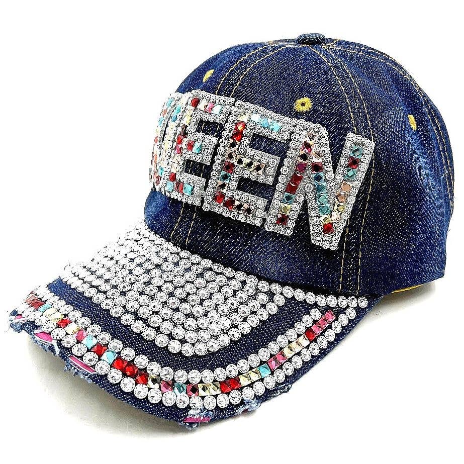 Bold Queen Rhinestone Cap Hat