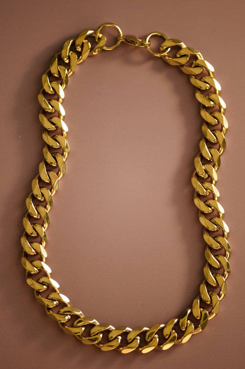 18K Gold Plated Waterproof Stainless Steel Chain Necklace - 7234
