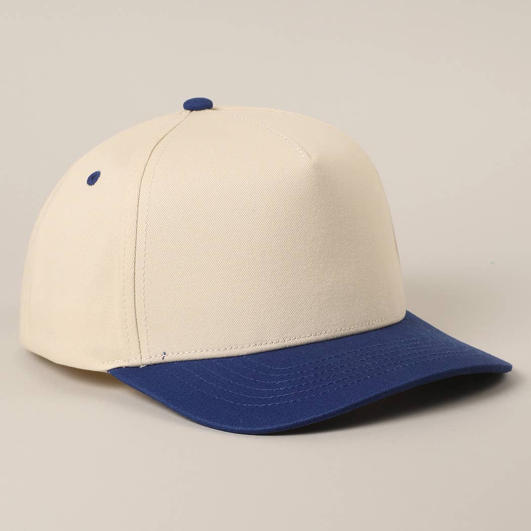 Solid Two-Tone Cotton 5 Panels Baseball Cap