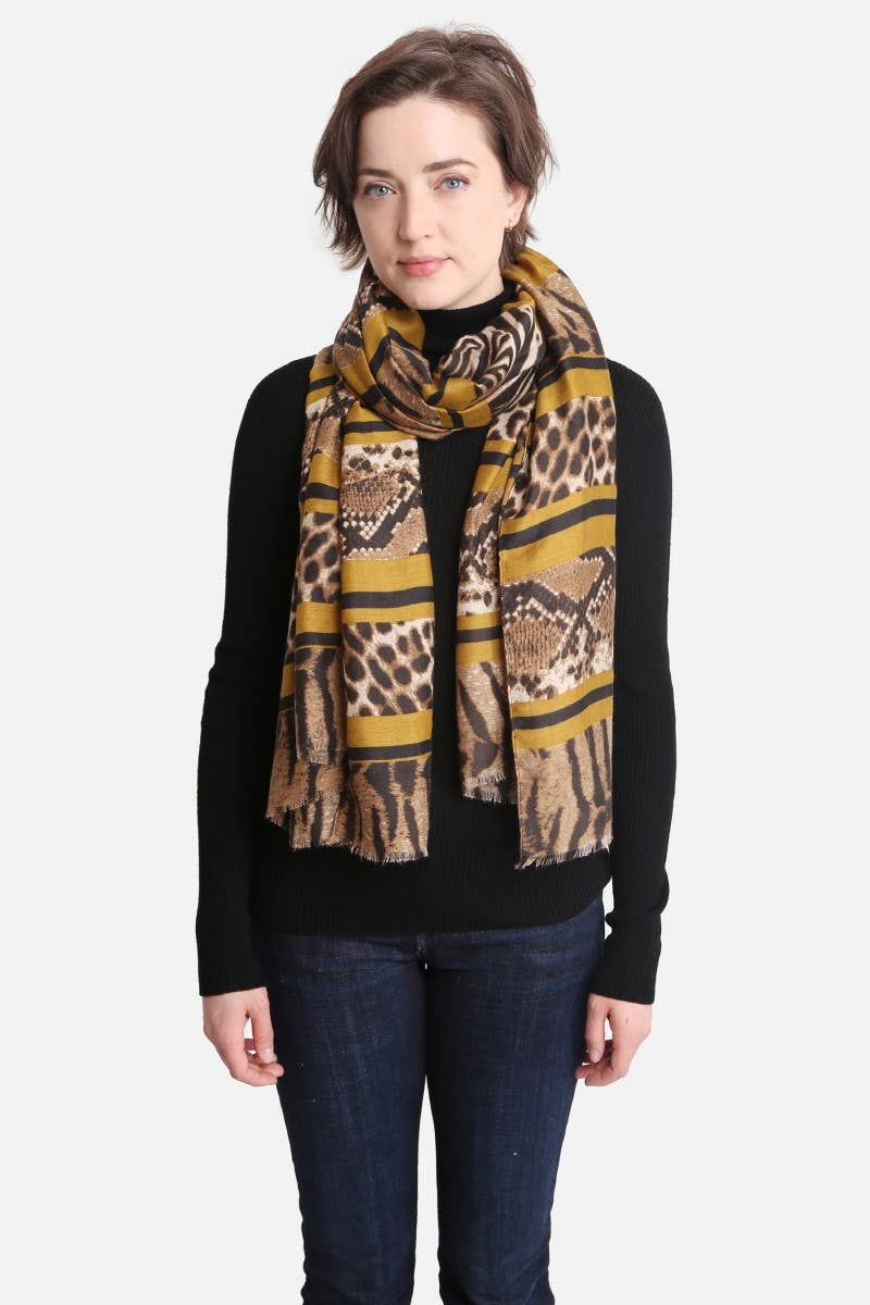 Women's Mixed Animal Print Oblong Scarf