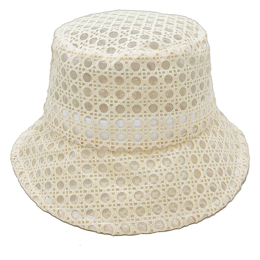 Solid Mesh Eyelet Bucket Hat