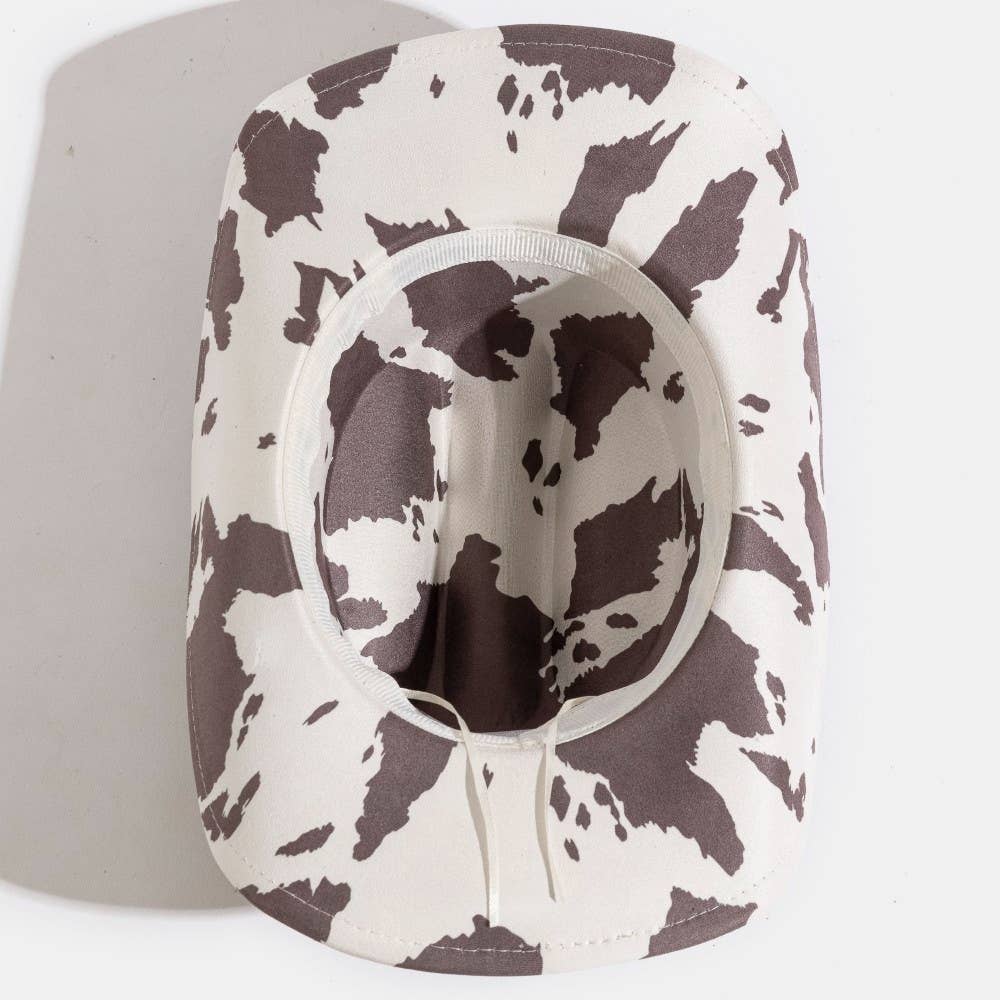 Cow Print Western Long Horn Strap Cowboy Hat