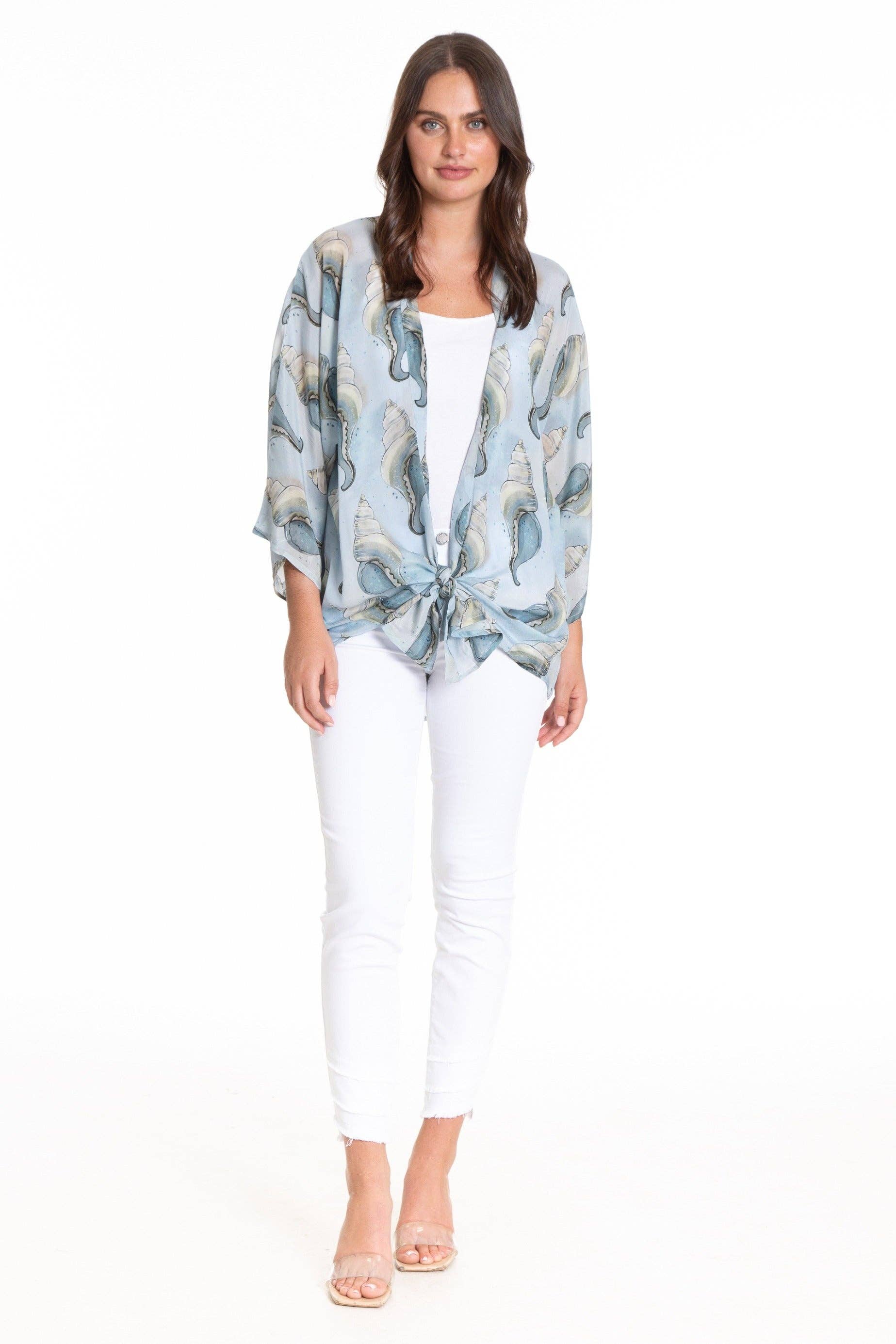 Urban Seashells Print - Handkerchief Kimono