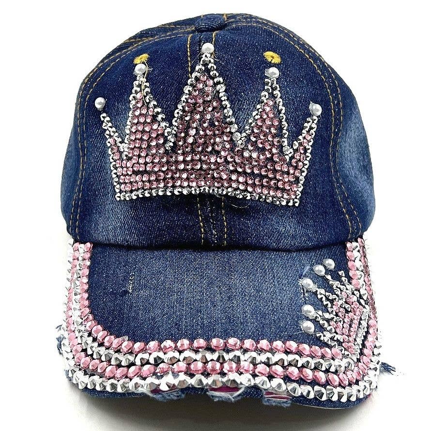 Bold Tiara Crown Rhinestone Cap Hat