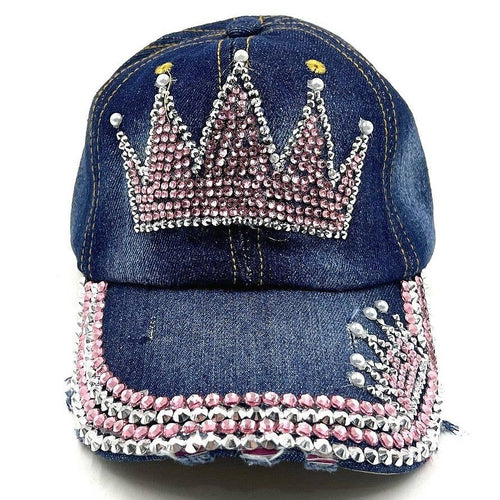 Bold Tiara Crown Rhinestone Cap Hat