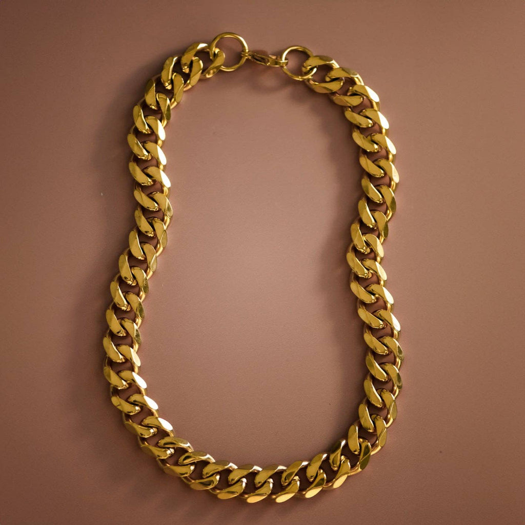18K Gold Plated Waterproof Stainless Steel Chain Necklace - 7234