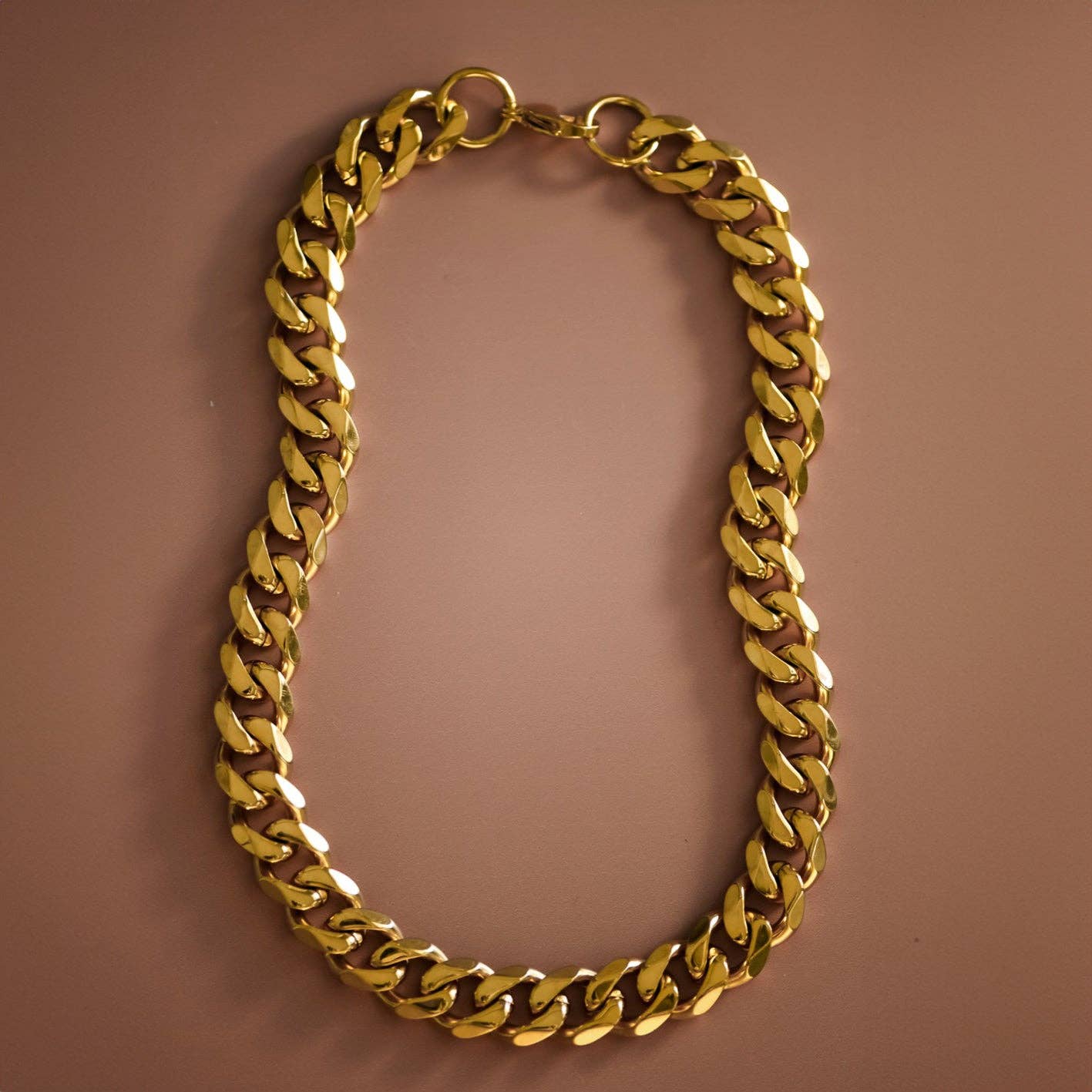 18K Gold Plated Waterproof Stainless Steel Chain Necklace - 7234