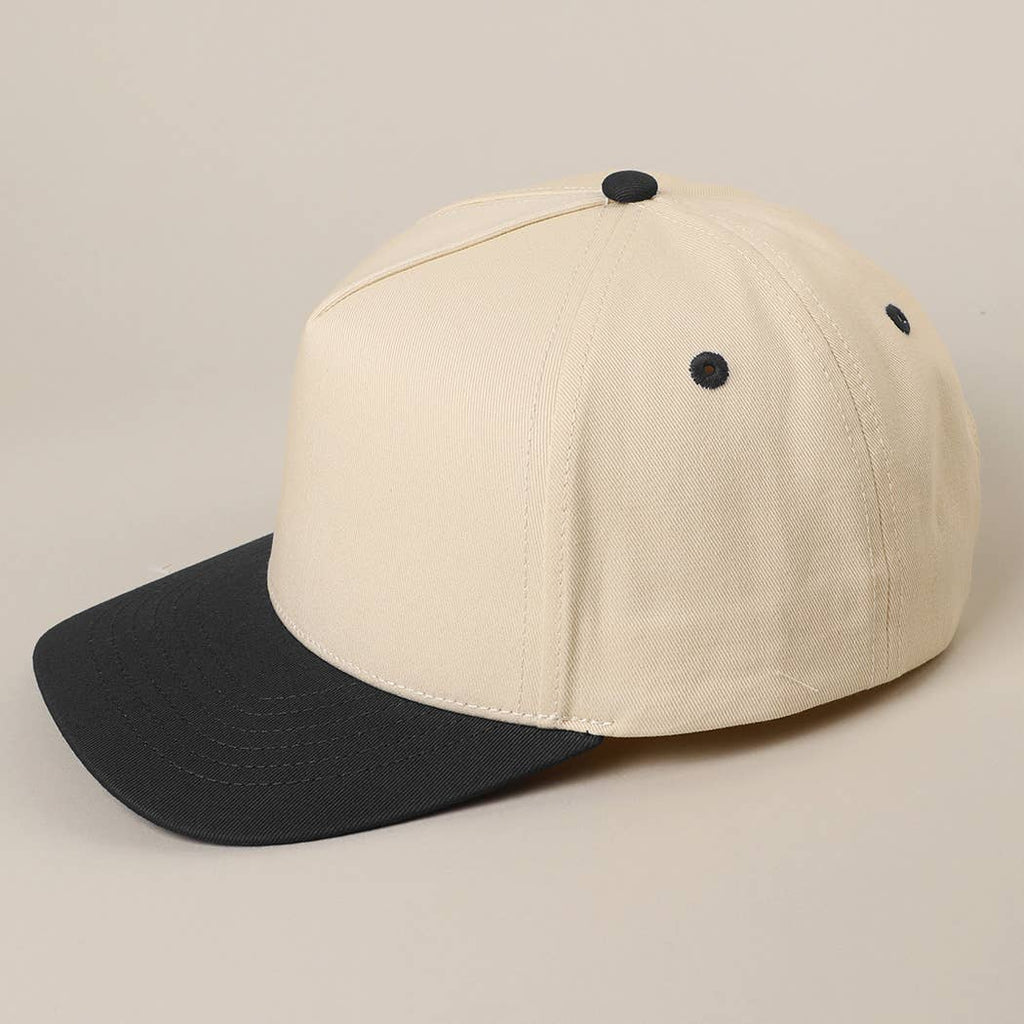Solid Two-Tone Cotton 5 Panels Baseball Cap
