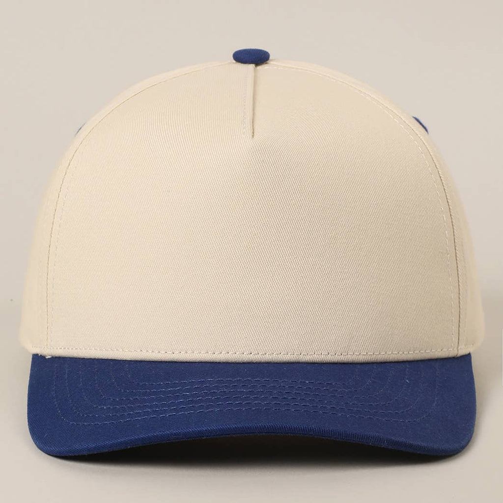 Solid Two-Tone Cotton 5 Panels Baseball Cap