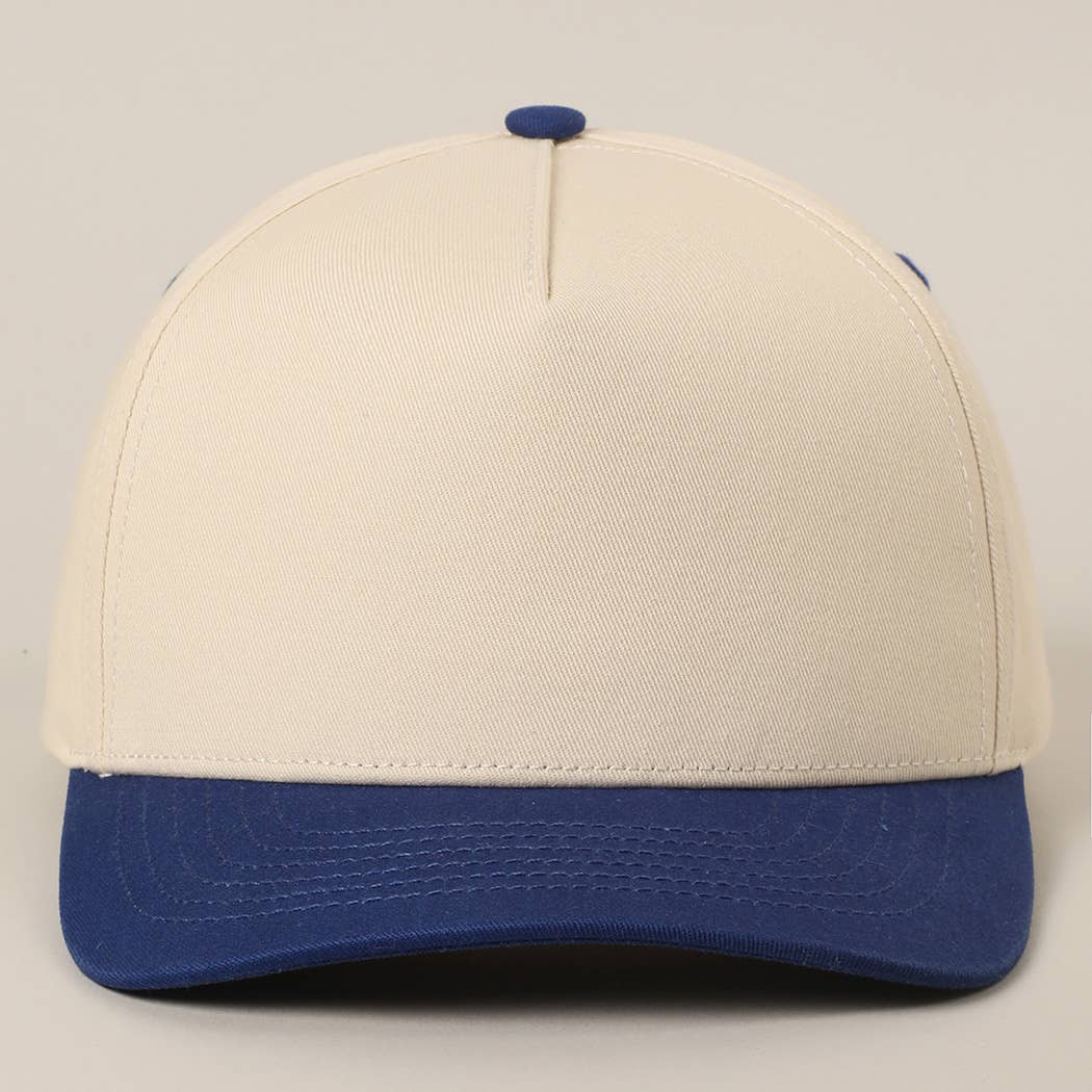 Solid Two-Tone Cotton 5 Panels Baseball Cap