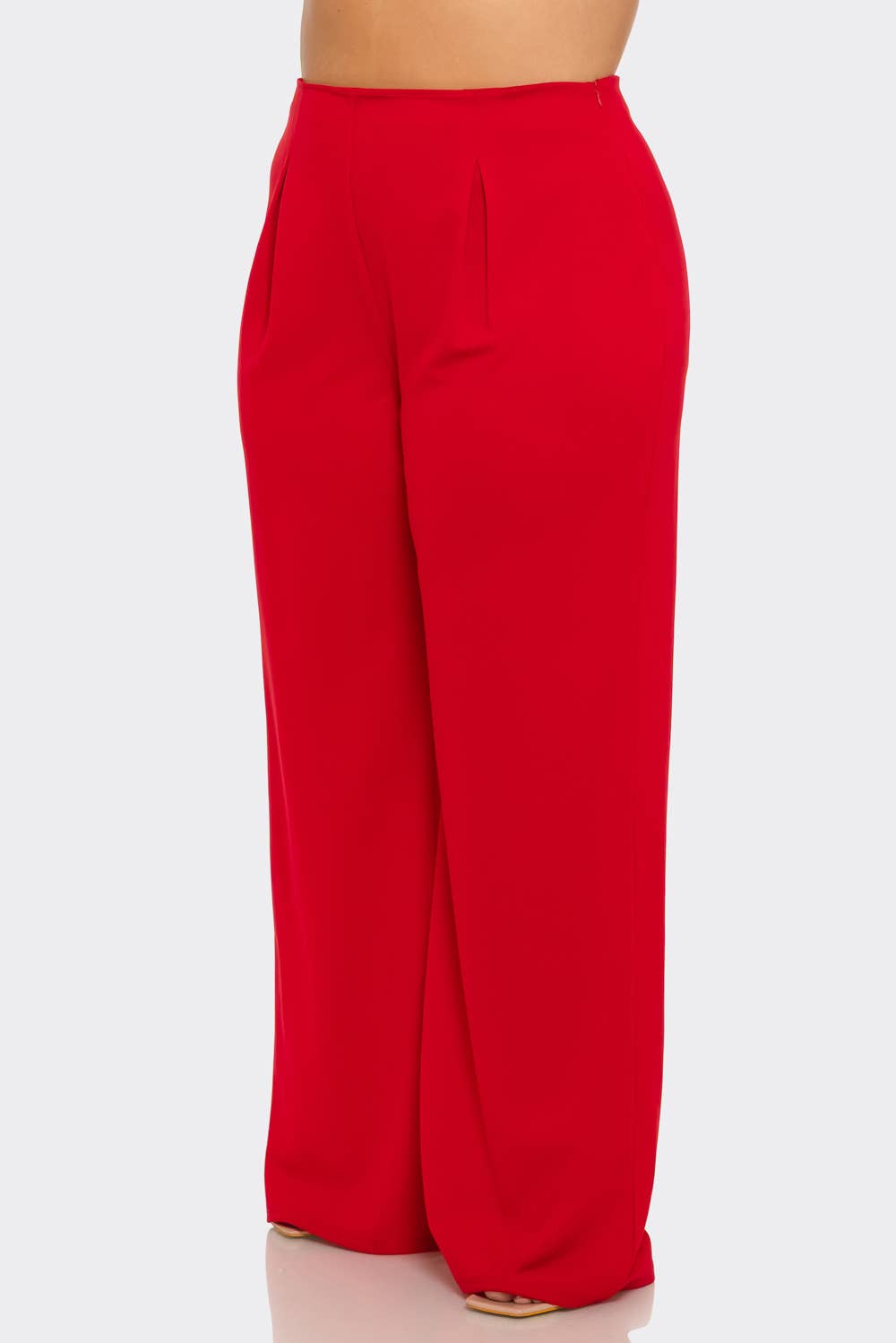Plus Size Front Pleated Side Zipper Wide Leg Pants