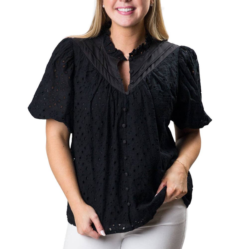 Tonya Eyelet Breezy Cotton Top - Limited Sizes Special