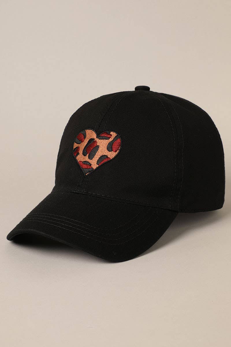Leopard Heart Embroidery Baseball Cap Hat