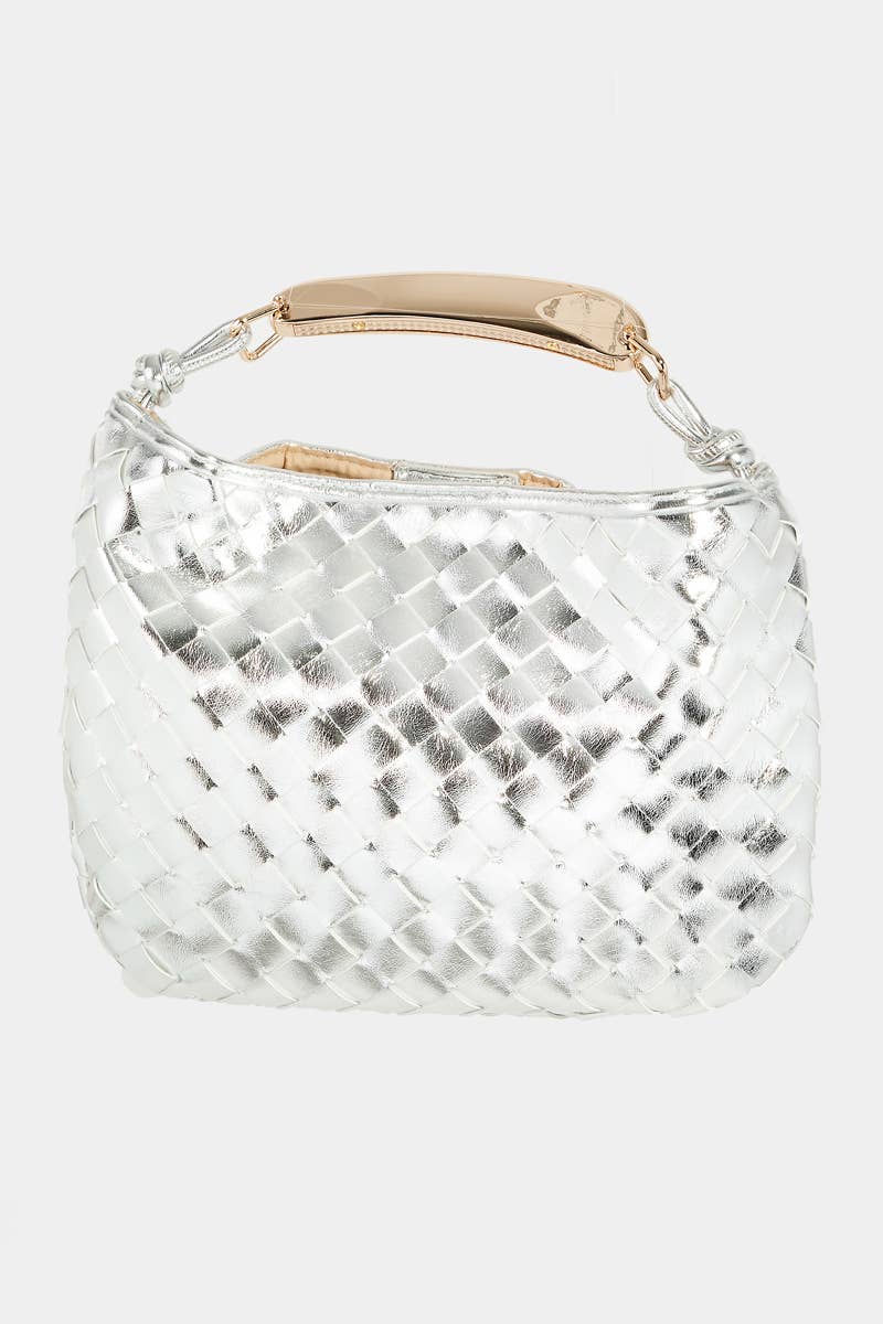 Faux Leather Basket Weave Handbag